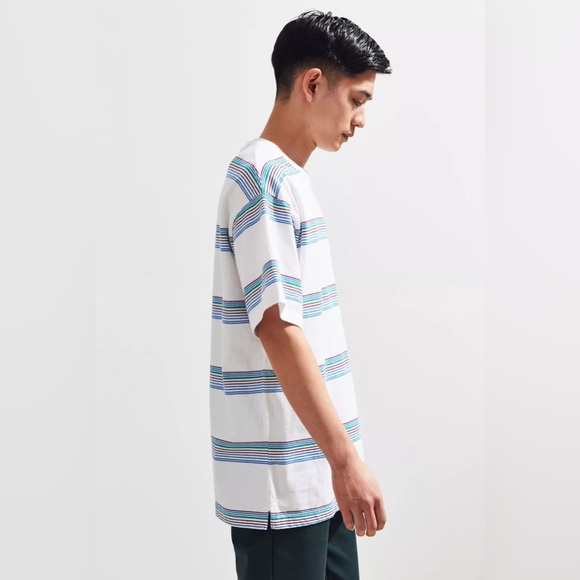 UO Dillon Open Variegated Stripe Tee Blue Large - Picture 8 of 9